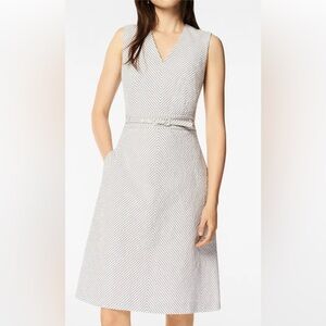 Brooks Brothers blue-and-white striped cotton seersucker dress